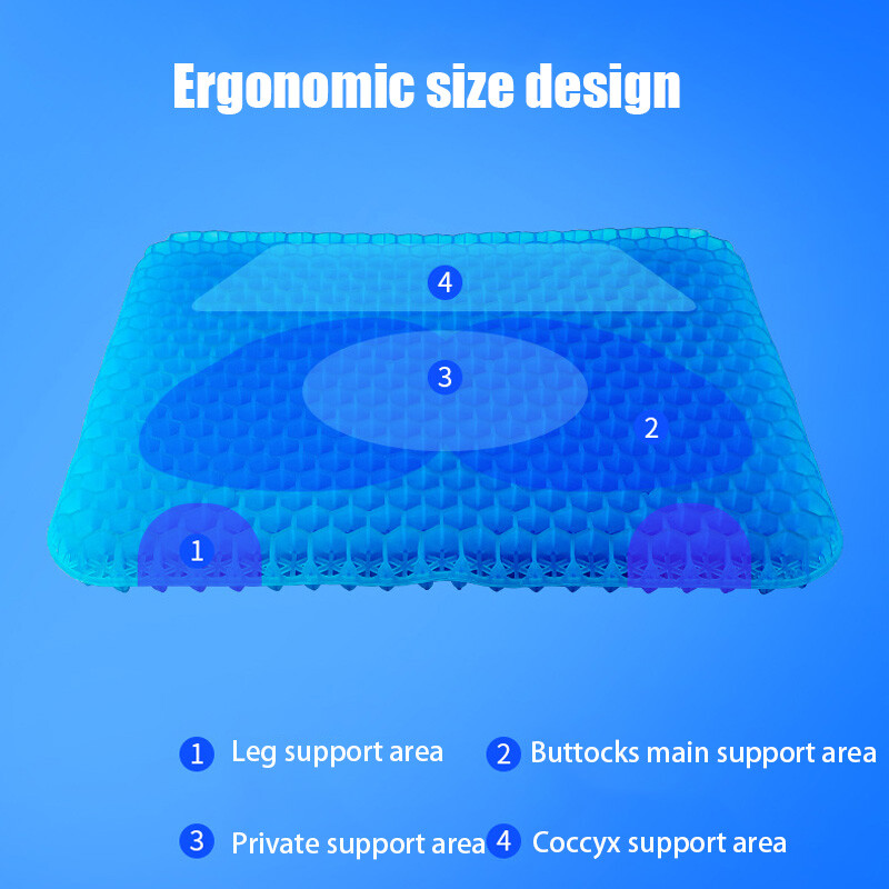 Pernă de scaun cu gel de vară, respirabilă, design de tip fagure, pentru ameliorarea presiunii, dureri de coczeu - acasă, birou, scaun cu rotile, scaun cu rotile, mașini