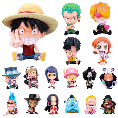 8-10cm аниме фигурка One Piece Monkey D Luffy Roronoa Zoro Kawaii Toys Q-Version Figural Nendoroid Car Decoration PVC Model Gift