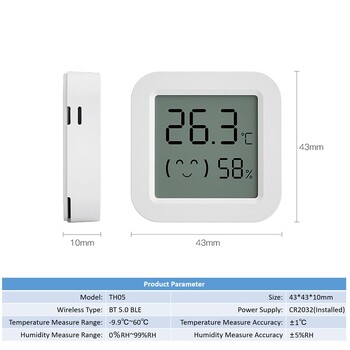 Tuya Сензор за температура и влажност Мини LCD дисплей Съвместим с Bluetooth APP Дистанционно управление Термометър Хигрометър