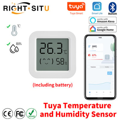 Senzor de temperatură umiditate Tuya Mini afișaj LCD compatibil cu APP Bluetooth Telecomandă Termometru Higrometru