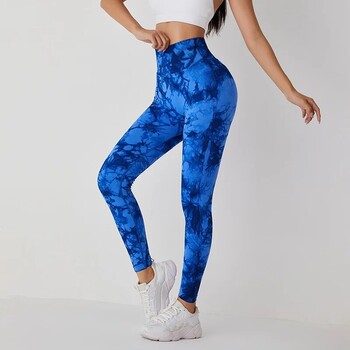 Tie Dye Seamless Leggings για Γυναικεία Ψηλόμεση Παντελόνι Yoga, Scrunch Butt Lifting Elastic κολάν