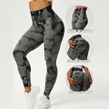 Tie Dye Seamless Leggings για Γυναικεία Ψηλόμεση Παντελόνι Yoga, Scrunch Butt Lifting Elastic κολάν