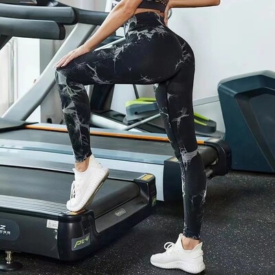 Tie Dye Seamless Leggings για Γυναικεία Ψηλόμεση Παντελόνι Yoga, Scrunch Butt Lifting Elastic κολάν