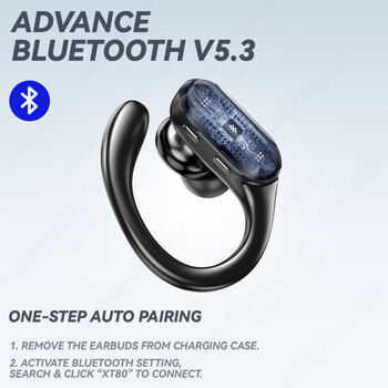 XT80 Bluetooth 5.3 Ακουστικά True Wireless Headphones with Mic Button Control Reduise Reduction Earhooks Αδιάβροχα ακουστικά