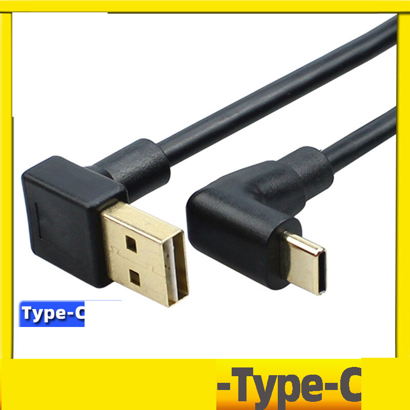 TYPE-C 3.0, placat cu aur, mufă oarbă, cu cot drept, cablu de date USB3.0 dublu, cablu de încărcare pentru tabletă.