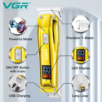 VGR Hair Clipper Ηλεκτρικό μηχάνημα κοπής Ασύρματο μηχάνημα κούρεμα Επαναφορτιζόμενη κουρευτική μηχανή Φορητή κουρευτική μηχανή για άνδρες V-956