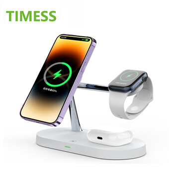 3 σε 1 Wireless Charger Stand Magnetic for iPhone 12 13 14 15 Fast Charging Station for Apple Watch 9 8 7 6 5 Airpods 2 3 Pro