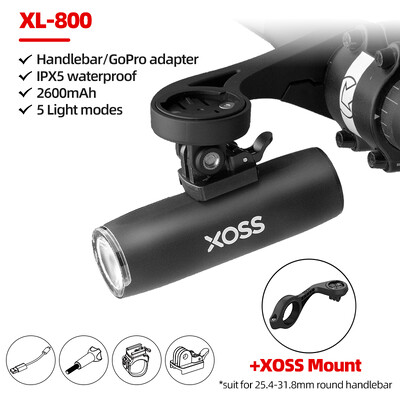 XOSS XL400/XL800 dviračio priekinis žibintas 400/800 liumenų USB įkraunamas kelių MTB priekinis žibintas dviračio žibintas aliuminis itin lengvas žibintuvėlis