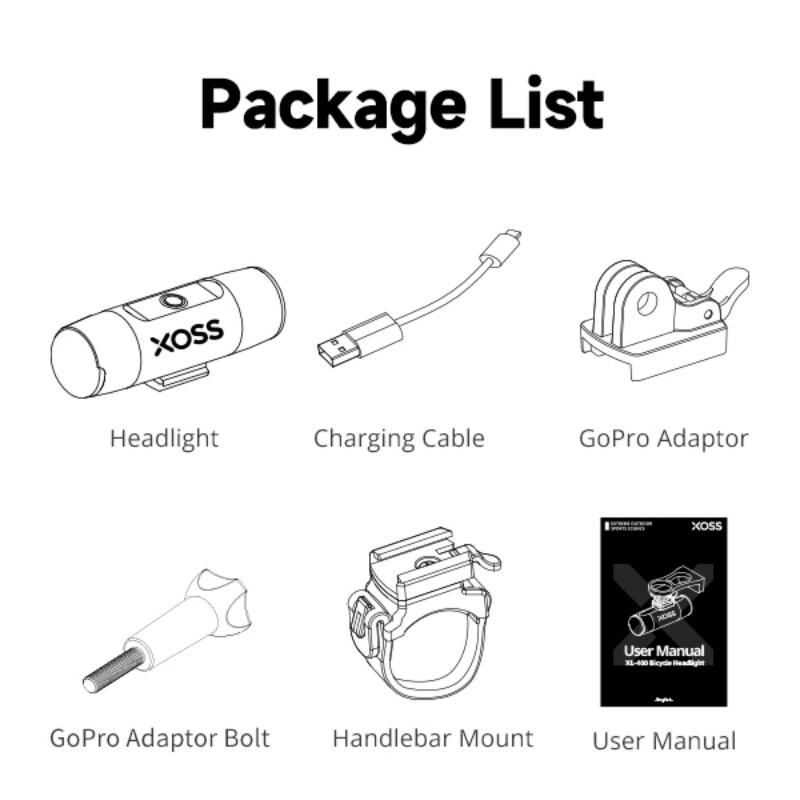 XOSS XL400/XL800 dviračio priekinis žibintas 400/800 liumenų USB įkraunamas kelių MTB priekinis žibintas dviračio žibintas aliuminis itin lengvas žibintuvėlis