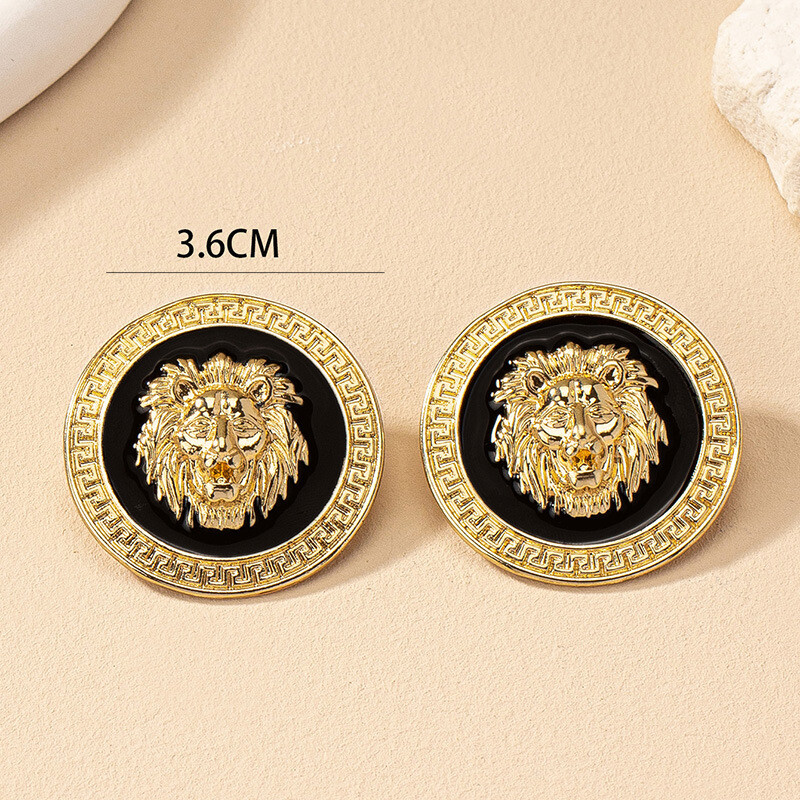 Piiriülesed Euroopa ja Ameerika uusmoodsed geomeetrilised retrolõvipeaga kõrvarõngad tipptasemel nišš kerged luksuslikud peen kõrvarõngad