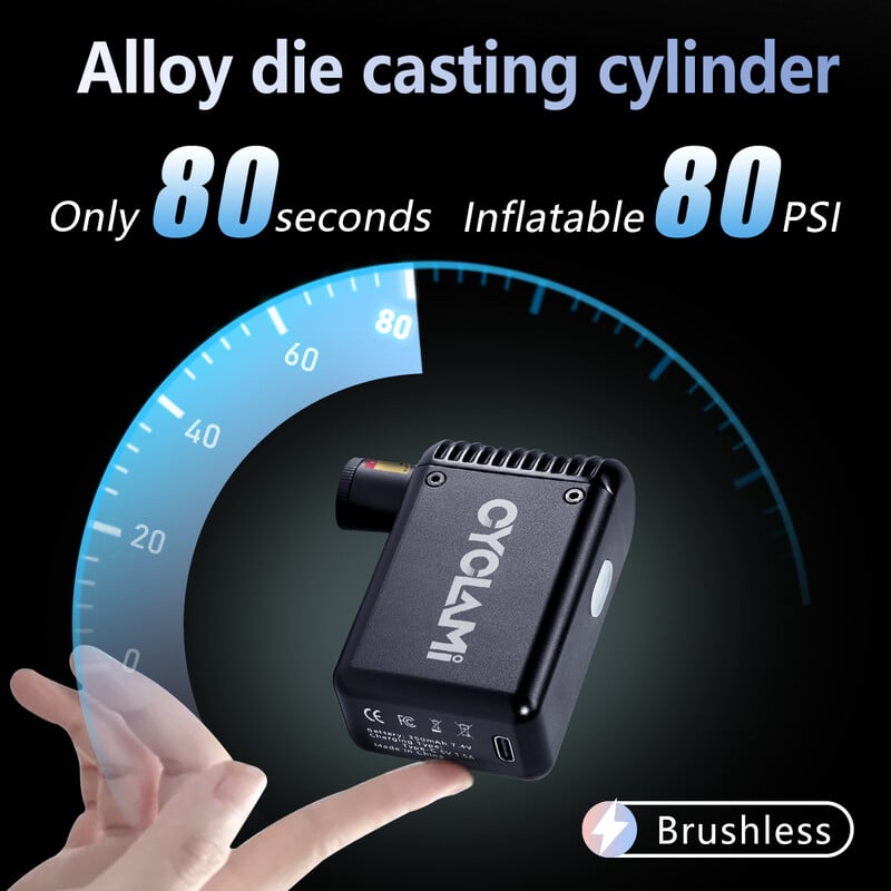 CYCLAMI mini elektrinis oro siurblys nešiojamas dviračio akumuliatorinis pripūtimo įrenginys Presta Schrader vožtuvas lauko plento MTB dviračių priedai