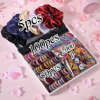 2155 tk Tüdrukutele Värvilised juuksepaelad Nailonist Elastne Kummipael Satiinist Scrunchies Lastele hobusesabahoidja Laste Juuste Aksessuaarid