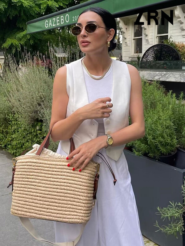 ZRN Ženski modni asimetrični prsluk s prednjim gumbima Vintage V izrez bez rukava Ženska gornja odjeća Chic Top prsluk