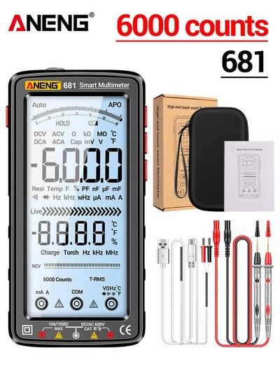ANENG 681 taaslaetav digitaalne professionaalne multimeeter kontaktivaba pinge tester AC/DC pingemõõtur LCD ekraan voolu tester