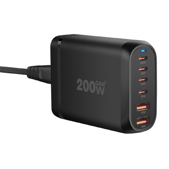 Ново 200W GaN настолно зарядно устройство 6-портово USB тип C PD зарядно устройство Fast Charge 3.0 Fast Charger Мобилно USB зарядно устройство