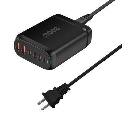 Nou încărcător de birou GaN de 200 W Încărcător USB tip C PD cu 6 porturi Încărcător rapid 3.0 Încărcător rapid Încărcător USB mobil