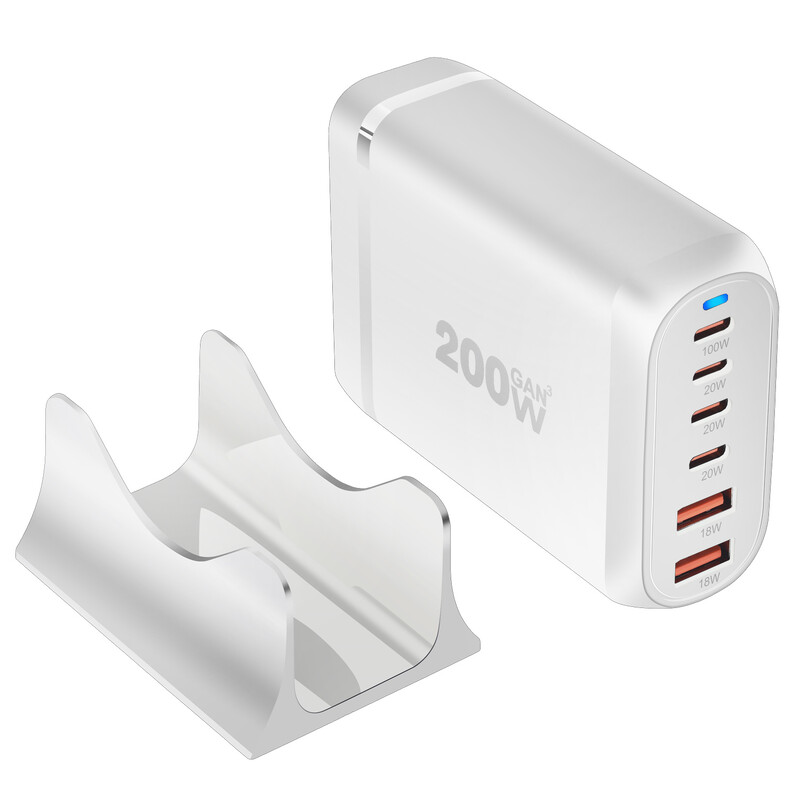 Nou încărcător de birou GaN de 200 W Încărcător USB tip C PD cu 6 porturi Încărcător rapid 3.0 Încărcător rapid Încărcător USB mobil
