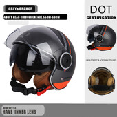 DOT sertifikatas Motociklas Casco Go Kart Motoroleris Motor Van Motociklas Dviejų lęšių senoviniai šalmai Four Seasons Racing Half Šalmas