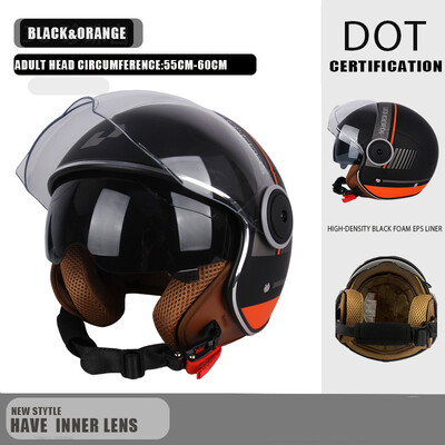DOT sertifikatas Motociklas Casco Go Kart Motoroleris Motor Van Motociklas Dviejų lęšių senoviniai šalmai Four Seasons Racing Half Šalmas