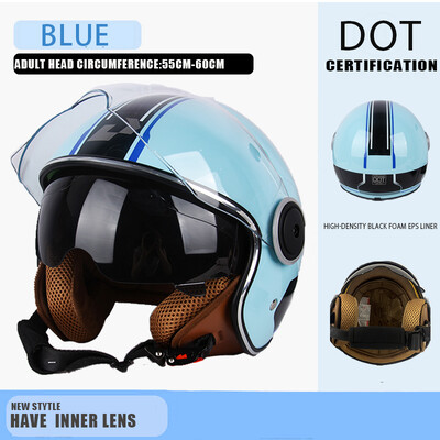 DOT sertifikatas Motociklas Casco Go Kart Motoroleris Motor Van Motociklas Dviejų lęšių senoviniai šalmai Four Seasons Racing Half Šalmas