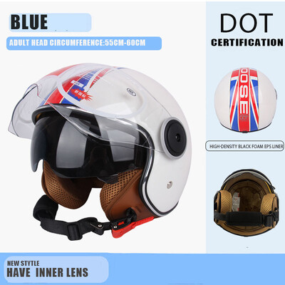 DOT sertifikatas Motociklas Casco Go Kart Motoroleris Motor Van Motociklas Dviejų lęšių senoviniai šalmai Four Seasons Racing Half Šalmas