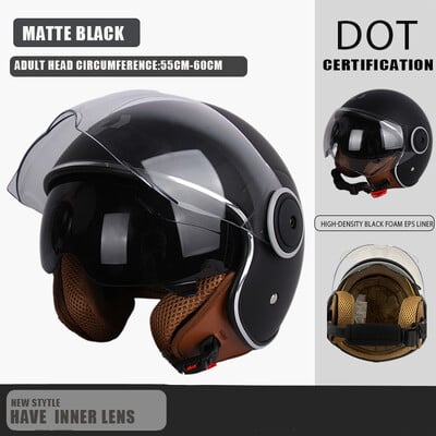 DOT sertifikatas Motociklas Casco Go Kart Motoroleris Motor Van Motociklas Dviejų lęšių senoviniai šalmai Four Seasons Racing Half Šalmas