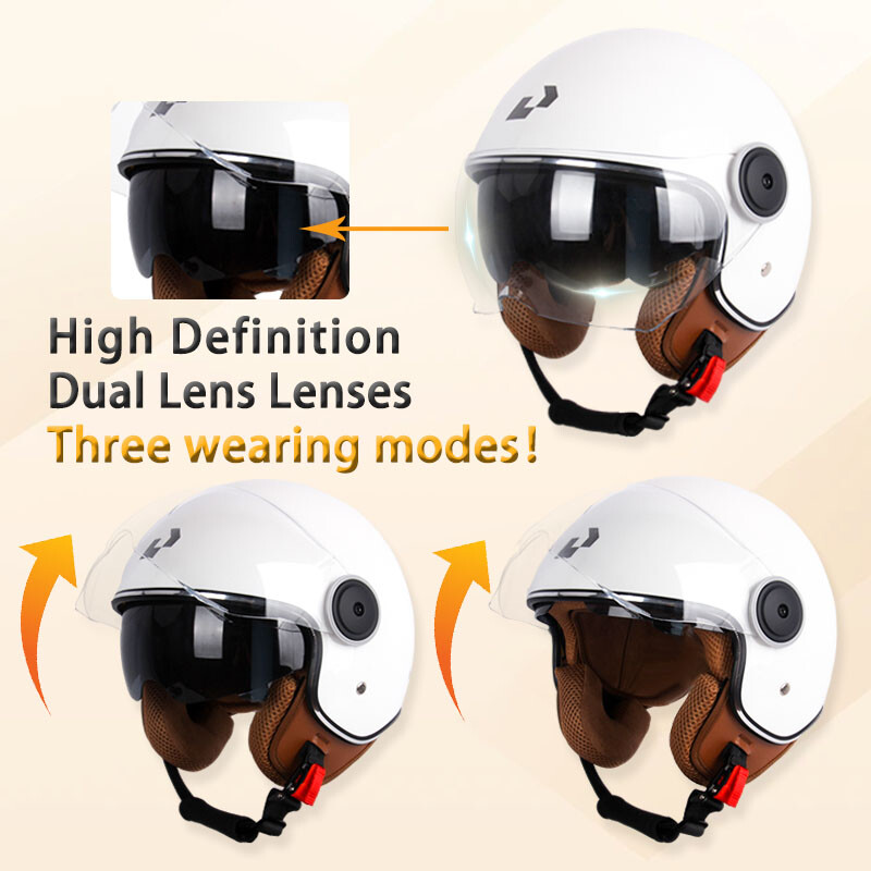 DOT sertifikatas Motociklas Casco Go Kart Motoroleris Motor Van Motociklas Dviejų lęšių senoviniai šalmai Four Seasons Racing Half Šalmas