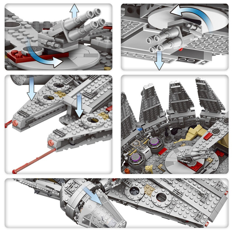 Noi cărămizi de navă spațială Stars Fighter Space for Millennium Set Falcon Ship 75105 Model Kit de blocuri de construcție Jucării pentru copii