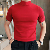 2024 m. vyriški marškinėliai vientisu vėžlys trumpomis rankovėmis gatvės apranga Stilingi laisvalaikio marškinėliai Vasaros Fintess Korėjos vyriški drabužiai INCERUN