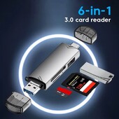 6-ühes multifunktsionaalne USB 3.0 kaardilugeja U ketta tüüp C/Mikro-USb/Tf/Sd välkmälu mälukaardi lugemise adapter Telefoni tarvikud