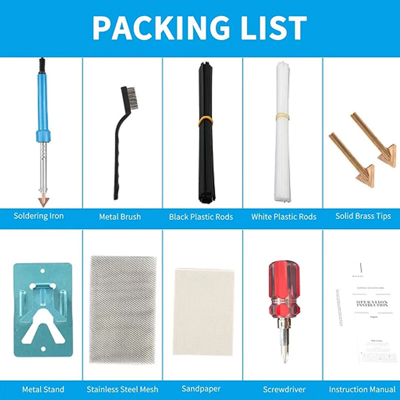 Kaasaskantav 80 W auto plastist keevitamise kuumarauda alus ja traatharja remondikomplekt Auto kaitseraua armatuurlaua süsta kanuu remont