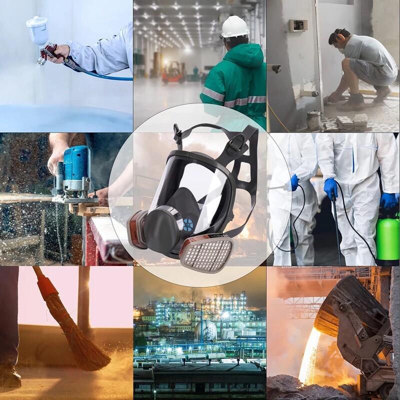27 viename viso veido kaukė, daugkartinio naudojimo, platus matymo laukas, plačiai naudojamas dažymui ir suvirinimui medienos apdirbimo 6800 respiratorius