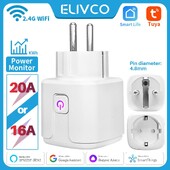 Tuya nutikas pistik WiFi EU 16A/20A nutikas pistikupesa koos toitemonitori ajastusega Smart Life Support Alexa Google Home Yandex SmartThings