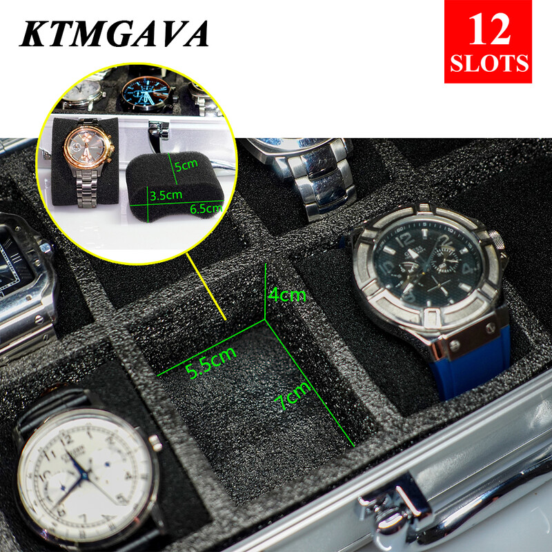 Cutie de depozitare pentru ceasuri cu grilă din aliaj de aluminiu 10/12/18 Cutie de colecție de bijuterii Cutie portabilă de ceasuri de mare capacitate Cutie cadou de calitate