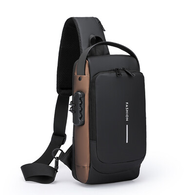 Ανδρική τσάντα ώμου USB πολλαπλών λειτουργιών κατά της κλοπής Ανδρική τσάντα χιαστί σταυρού σώματος ταξιδιού σφεντόνα στήθους Πακέτο Messenger
