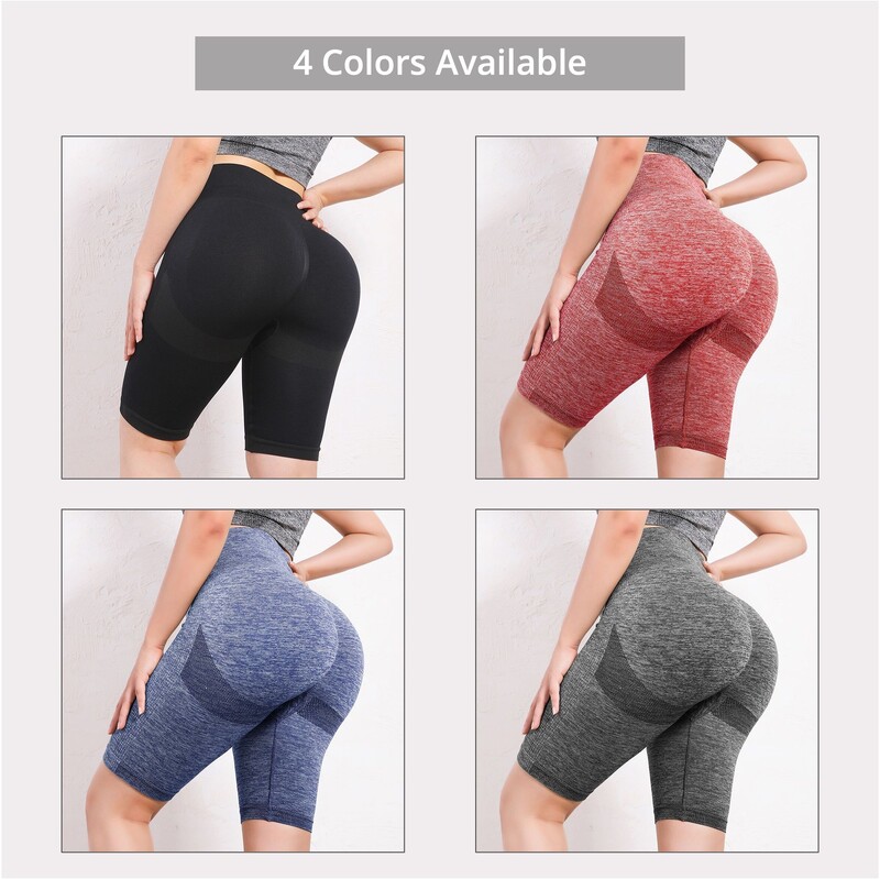 Pantaloni scurți de yoga pentru ridicarea fundului pentru femei, cu antrenament elastic, cu talie înaltă, pentru controlul burticii, pantaloni încrețiți, colanți de compresie de gimnastică fără sudură