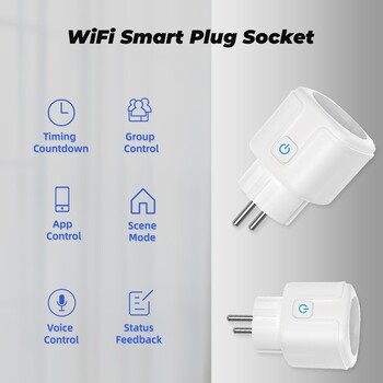 Smart Socket EU 20A Wifi Smart Plug with Power Monitoring Έξυπνος οικιακός φωνητικός έλεγχος Υποστήριξη Βοηθός Google Alexa Alice