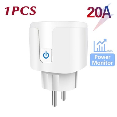 Priză inteligentă EU 20A Wifi Smart Plug cu monitorizare a puterii Smart Home Control vocal Suport Google Assistant Alexa Alice