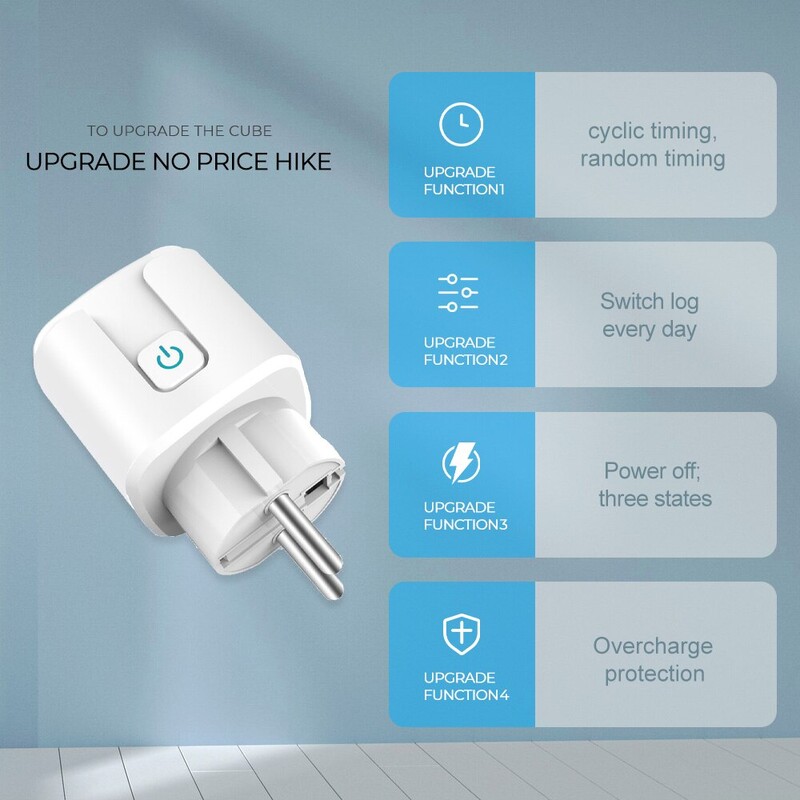Priză inteligentă EU 20A Wifi Smart Plug cu monitorizare a puterii Smart Home Control vocal Suport Google Assistant Alexa Alice