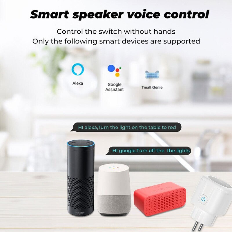 Priză inteligentă EU 20A Wifi Smart Plug cu monitorizare a puterii Smart Home Control vocal Suport Google Assistant Alexa Alice