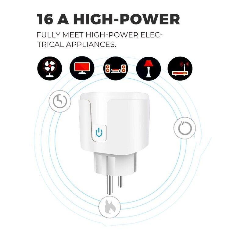 Priză inteligentă EU 20A Wifi Smart Plug cu monitorizare a puterii Smart Home Control vocal Suport Google Assistant Alexa Alice