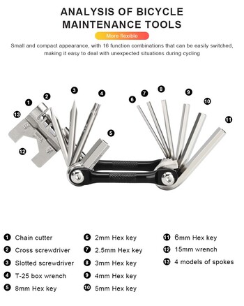 RIDERACE Bicycle Chain Splitter Multifunction For MTB Mountain Bike Road Bike Wrench Screwdriver Multitool