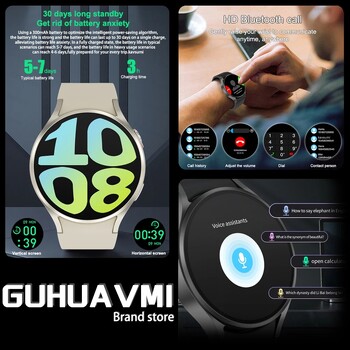 2024 Нов Galaxy Watch 6 GPS Track Smart Watch Men Amoled Винаги показва часовник за телесна температура BT Call Smartwatch за Android IOS