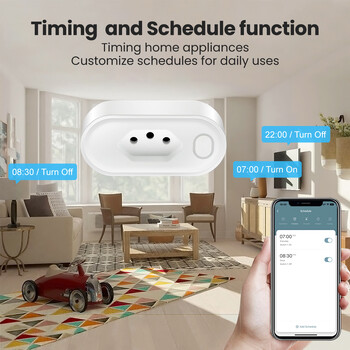 AVATTO Tuya Brazil Socket WiFi/Zigbee 16A/20A Smart Plug Power Monitor Outlets Гласов контрол работи с Alexa Google Home