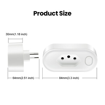 AVATTO Tuya Brazil Socket WiFi/Zigbee 16A/20A Έξυπνο βύσμα Έξοδοι οθόνης τροφοδοσίας Ο φωνητικός έλεγχος λειτουργεί με την Alexa Google Home