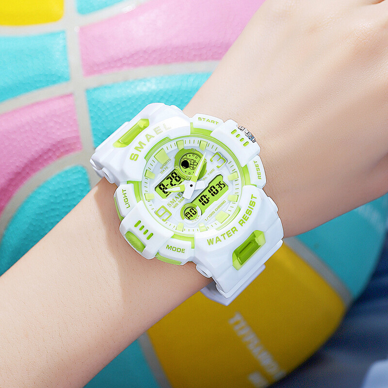 SMAEL keskmise suurusega digitaalne käekell naiste noorte elujõulisuse multifunktsionaalne spordielektrooniline ja kvartskäekell koolitüdrukute stopper
