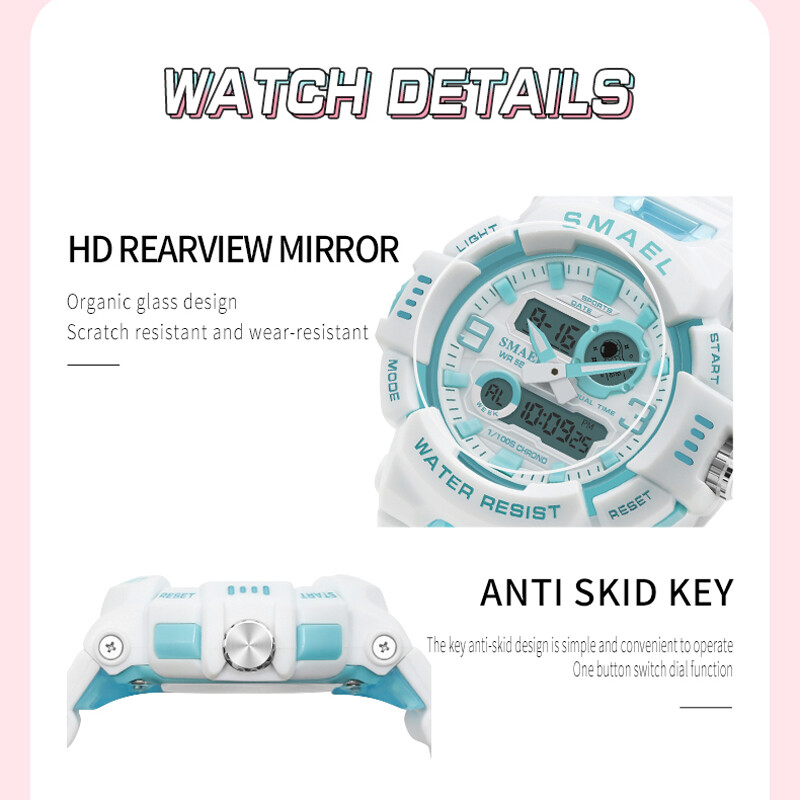 SMAEL keskmise suurusega digitaalne käekell naiste noorte elujõulisuse multifunktsionaalne spordielektrooniline ja kvartskäekell koolitüdrukute stopper