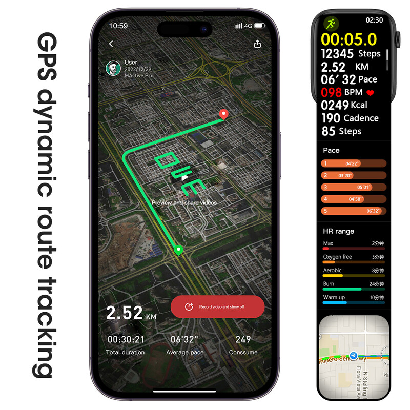 „Microwear W29 Pro Smart Watch“ krioklio meniu 9 serijos kompasas NFC žaidimas GPS sekiklis IP68 vandeniui atsparus „Bluetooth“ skambutis „iwo Smartwatch“