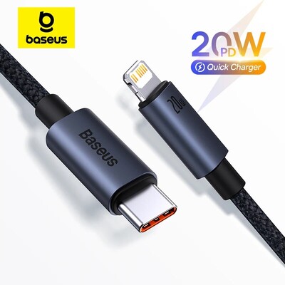 „Baseus“ 20 W PD USB C laidas, skirtas „iPhone 14 13 12 Pro Max“ greito įkrovimo USB C laidas, skirtas „iPhone 12 Mini Pro Max“ duomenų USB tipo C laidas