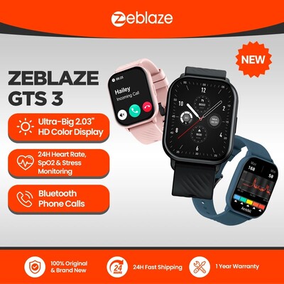 Έξυπνο ρολόι New Zeblaze GTS 3 Voice Calling Εξαιρετικά μεγάλη οθόνη HD 2,03`` 24H Οθόνη υγείας 100+ αθλητικές λειτουργίες 200+ ρολόγια